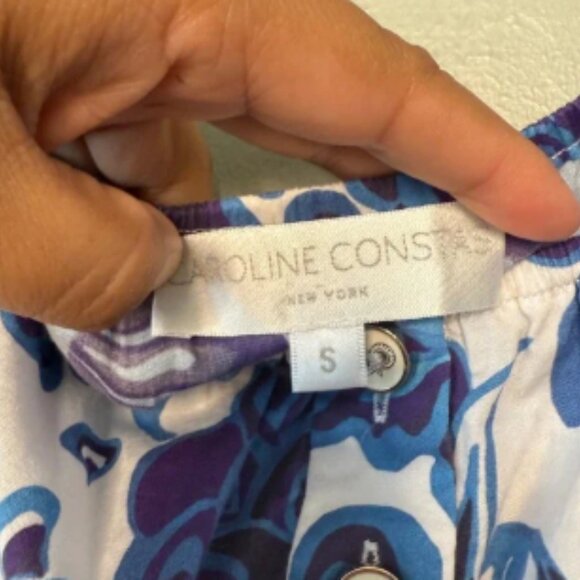 CAROLINE CONSTAS BARDOT MIDI DRESS BLUE GARDEN TOILE SIZE POCKETS SIZE S - Picture 3 of 8